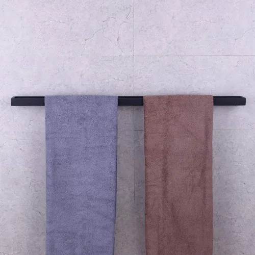 Miniatura 5 de GERZWY Barra de toalla de baño de 36 pulgadas negro mate SUS 304 Barra de toalla de baño de acero inoxidable estilo moderno montaje en pared