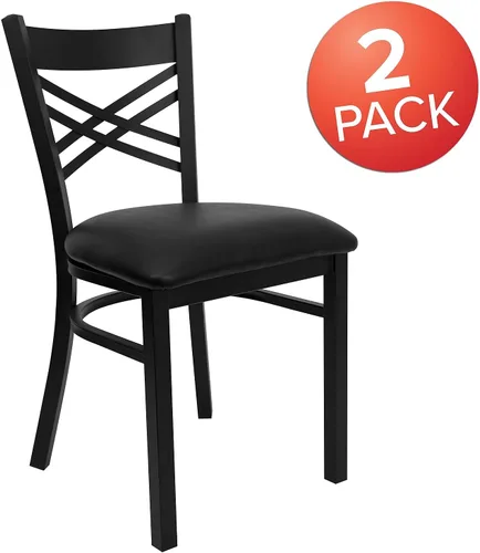 Miniatura 4 de Flash Furniture Serie Hércules Silla de metal para restaurante con respaldo "X", silla moderna tapizada sin apoyabrazos para restaurantes y cocinas