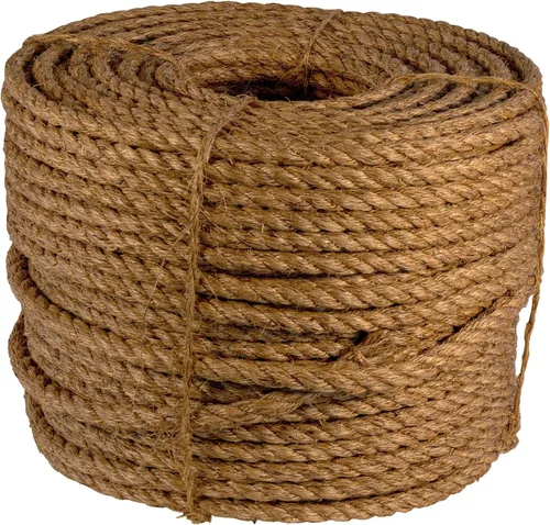 Miniatura 6 de ATERET Cuerda Manila trenzada de 1/4 pulgadas x 600 pies, cuerda de fibra natural de 3 hebras, multiusos para paisajismo, manualidades, proyectos