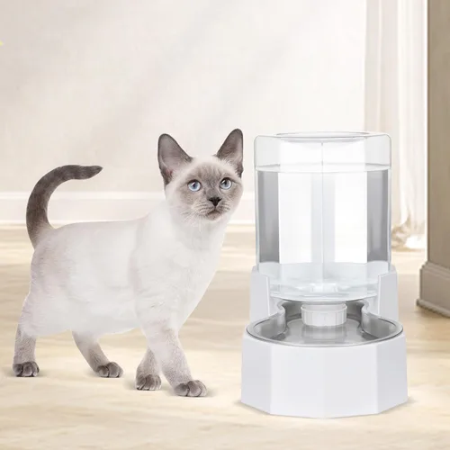 Miniatura 8 de Sfozstra - Dispensador de agua por gravedad: Comedero automático de 4L en acero inoxidable blanco para gatos sin filtros para mascotas, uso