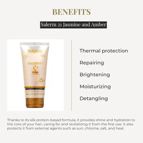 Miniatura 3 de SALERM - 21 Jazmín y Ámbar - 6.8 fl oz - Mascarilla y acondicionador sin enjuague - con Proteínas de Seda - Antiencrespamiento - Reparación