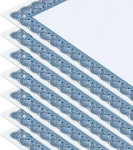 Miniatura 4 de Elite Blue & Blue Parchment Certificate Papers - Paquete de 100, compatible con impresoras láser y de inyección de tinta, para oficina, premios