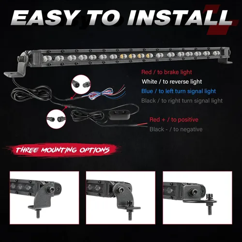 Miniatura 5 de OFFROADTOWN Barra de luz LED de persecución de 20 pulgadas, luces traseras UTV, luz intermitente de seguridad con luz intermitente de freno