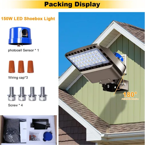 Miniatura 4 de Luces LED de estacionamiento de 22500 lm para uso comercial con pivote equivalente a 600 W, brillantes, montaje en pared, de atardecer a amanecer