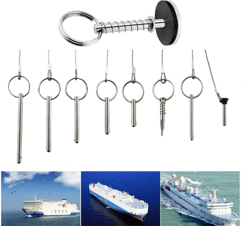 Miniatura 8 de Diámetro de 3/16 pulgadas de acero inoxidable de nailon negro con cordón, pasadores de tracción superior de Bimini marino para bisagra giratoria