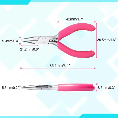 Miniatura 6 de SPEEDWOX Mini Alicates de Punta Larga de 3" Punta de Cadena con Mango de PVC Rosa para Fabricación de Joyas, Envoltura de Alambre, Cuentas