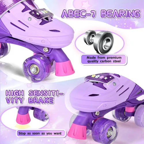 Miniatura 4 de 2PM SPORTS Patines de ruedas para niñas, niños y niños pequeños de 4 a 6, 5 a 8, 6 a 12, 8 a 12 años con ruedas iluminadas, patines ajustables
