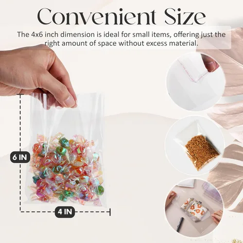 Miniatura 2 de Shop4Mailers Bolsas de regalo de celofán transparentes resellables de 4 x 6 pulgadas para impresiones de 4 x 6 pulgadas, fotografías, golosinas