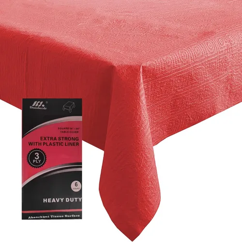 Miniatura 11 de [Paquete de 6] Manteles Cuadrados Negros de 54x54 Pulgadas, Mantel de Mesa de Papel Desechable para Mesas Cuadradas y Redondas, Cubierta de Mesa