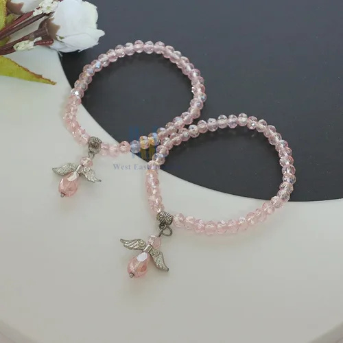 Miniatura 7 de WE Pulsera con dije de ángel de cristal rosa 12 piezas - Bautizo favor/Bautizo/Recuerdos de Bautizo/Quinceañera/Baby Shower, Cristal, cristal