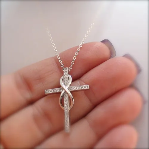 Miniatura 2 de Sterling Silver Cross Necklace for Men and Women