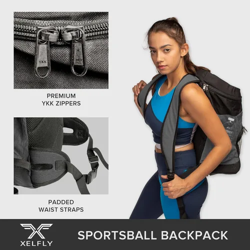 Miniatura 6 de Xelfly Mochila de baloncesto con compartimento para pelotas