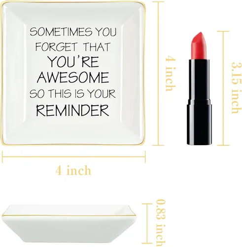 Miniatura 7 de NatuBeau Regalos de agradecimiento para mujeres, plato para anillos con texto en inglés You Are Awesome , regalos de cumpleaños, regalos