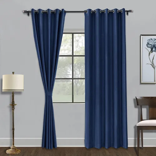 Miniatura 14 de Fcosie Cortinas opacas de 84 pulgadas de largo con textura de lino, con aislamiento térmico, con ojales en la parte superior con forro opaco blanco