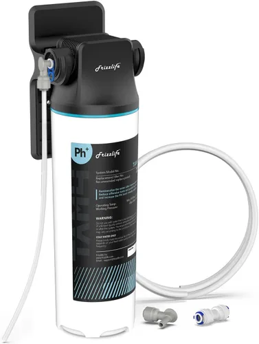 Frizzlife TAM4 Filtro de agua en línea debajo del fregadero - Remineralización alcalina PH+, Certificado NSF/ANSI 42, Ajusta el sabor y el PH,