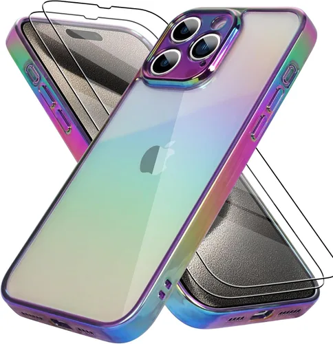 Miniatura 40 de Bonoma Funda magnética para iPhone 13 【Soporte para Magsafe】Protector de cámara de lujo de cristal fluorescente iridiscente con láser brillante + 2