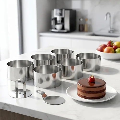 Miniatura 8 de DATANYA Cake Ring Molds 4 Inch Stainless Steel Round Food Ring Dessert Mousse Cooking Ring Molds with Pushers & Lifter for Pastry Crumpet Baking