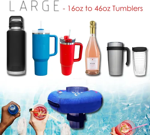 Miniatura 4 de Human Bobber Soporte inflable flotante para bebidas para piscina, flotadores de barra para bebidas para adultos para sostener latas de cerveza, taza