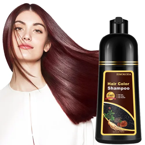 Champú para Teñir el Cabello Marrón Cerezo 3 en 1, Champú para el Color del Cabello que Funciona en Minutos, Champú para Cabello Marrón & Champú