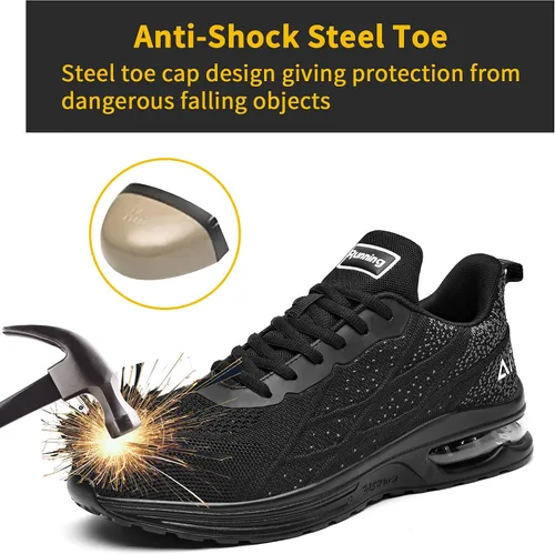 Miniatura 4 de Zapatos de punta de acero para hombre, zapatos de trabajo de seguridad antideslizantes ligeros y cómodos para hombre, calzado a prueba de pinchazos