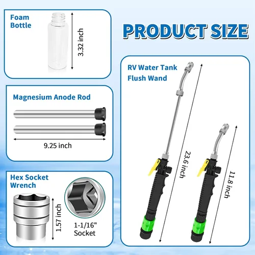 Miniatura 2 de Boltigen Kit de 6 varillas de ánodo para calentador de agua para autocaravana, varilla de magnesio NPT de 9.25 pulgadas de largo x 3/4 pulgadas