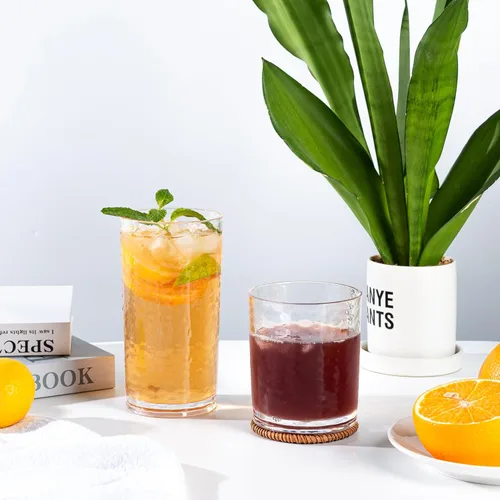 Miniatura 5 de KX-WARE Vasos acrílicos de plástico de 20 onzas, juego de 6 unidades, transparentes, estilo martillado, apto para lavavajillas, sin BPA Transparente