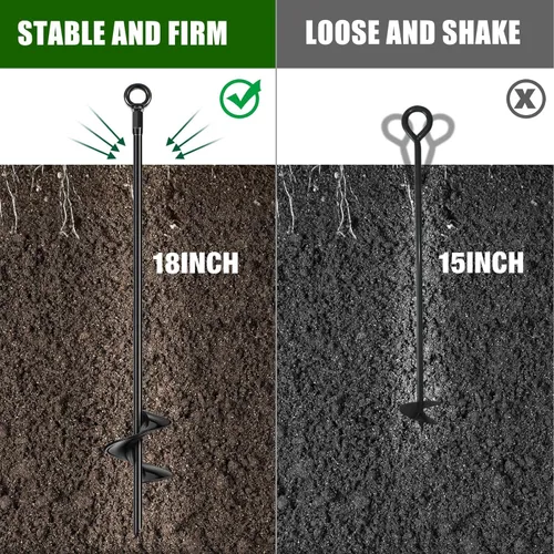 Miniatura 6 de Chumia 3 Piezas Anclas de Suelo de 18 Pulgadas con Hoja Espiral, Anclas de Tierra Resistentes, Kit de Cobertizo de Metal para Conjunto de Columpios