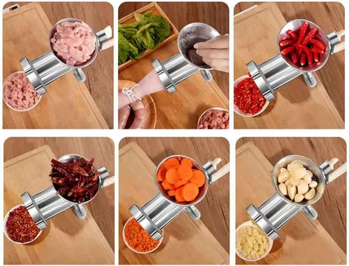 Miniatura 5 de Picadora manual de carne, máquina de picar carne de aleación de aluminio, kit multifuncional de procesador de alimentos para uso doméstico y cocina