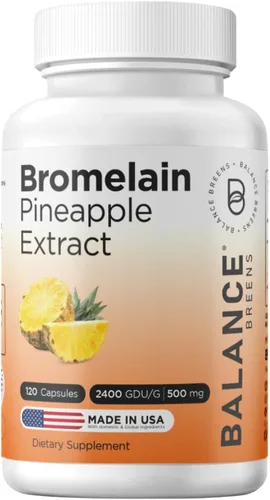 Balancebreens Bromelina 500mg Veggie Caps – Suplemento de extracto de piña de 2400 GDU para apoyo articular, apoyo natural de la hinchazón y