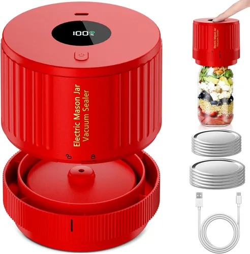 Miniatura 9 de LOVE MOMENT Kit de sellado al vacío de tarro de masón eléctrico para boca ancha y tarro de masón de boca regular, color azul
