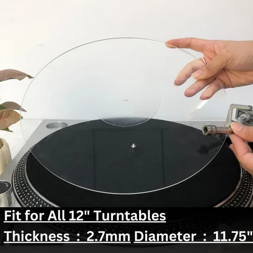 Miniatura 2 de SpinTunes - Tapete para tocadiscos de acrílico transparente, tapete deslizante de 11.75 pulgadas para reproductor de discos de vinilo de 12