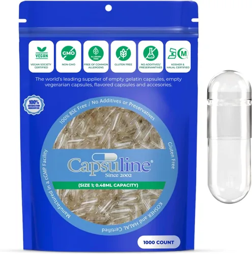 Miniatura 2 de Capsuline Clear Size 1 Empty Vegetarian Capsules 1000 Count - Vegetarian Capsules