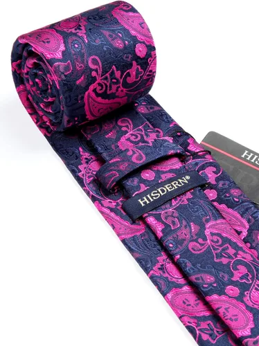 Miniatura 219 de HISDERN Corbatas para hombre, corbata de cachemira y bolsillo cuadrado tejido clásico floral para hombre, corbata de fiesta de boda