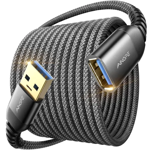 Miniatura 19 de AINOPE - Pack de 2 cables de extensión USB de alta velocidad USB 3.0, tipo A, macho a hembra. Cable de extensión de material trenzado resistente