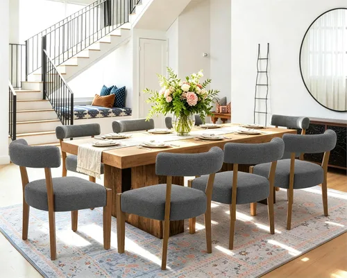 Miniatura 24 de RNKSFX Juego de 2 sillas de comedor modernas de piel sintética tapizadas para cocina y comedor, sillas modernas de madera de mediados de siglo, Beige