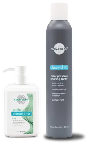 Miniatura 19 de KERACOLOR Kit de 3 en 1 (Limpieza + Acondicionador + Color) Tinte semipermanente azul para el cabello y acabado en aerosol para el cabello, 10 onzas