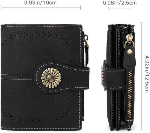 Miniatura 3 de SENDEFN Carteras pequeñas para mujer, con bloqueo RFID, de cuero, plegable, tarjetero con ventana de identificación