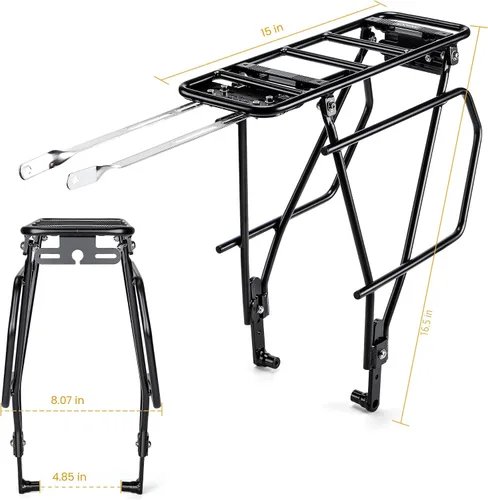 Miniatura 5 de CXWXC Portaequipajes trasero para bicicleta con canasta - Portaequipajes de carga para bicicleta para montaje de freno de disco/freno sin disco