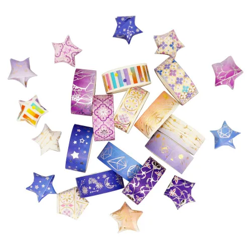 Miniatura 7 de YUBBAEX Galaxy - Juego de cinta adhesiva Washi con estrellas púrpuras decorativas, cinta adhesiva de lámina plateada y dorada para arte, Noche