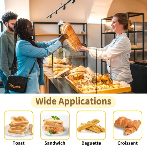 Miniatura 6 de Bolsas de pan con lazos, 100 bolsas de pan transparentes para pan casero y 100 lazos, bolsas de pan ajustables reutilizables de plástico, bolsas