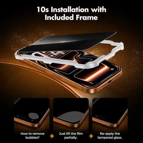 Miniatura 6 de UNBREAKcable Protector de pantalla de privacidad para iPhone 17 Pro Max, cobertura completa, vidrio templado inastillable