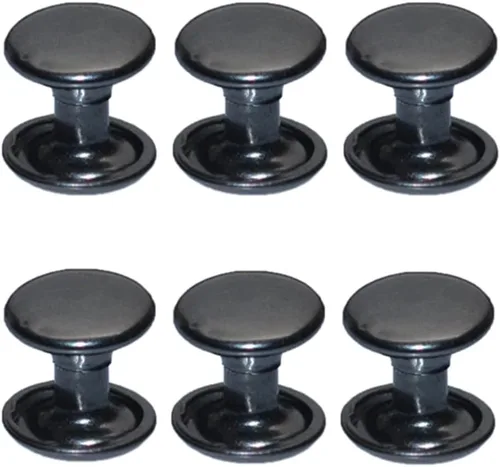 300 juegos de remaches de cuero, remaches de doble tapa, tubulares, metálicos, para reparaciones y decoración, accesorios para manualidades de Negro