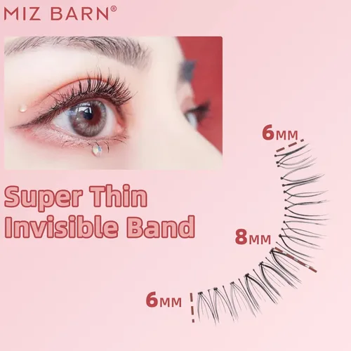 Miniatura 2 de Pestañas postizas de aspecto natural, 4 pares de pestañas cortas naturales, suaves, ligeras, cómodas, banda transparente, hechas a mano, pestañas