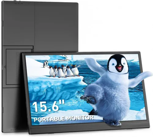 Veout Monitor portátil de 15.6 pulgadas, 1080P USB-C HDMI Monitor de viaje ultradelgado con soporte, cuidado de los ojos, segunda pantalla externa