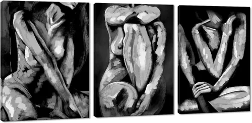 Miniatura 87 de Novatique 3 piezas de arte de pared sexy en blanco y negro para parejas desnudas, decoración de pared abstracta de amor para mujeres y hombres, arte