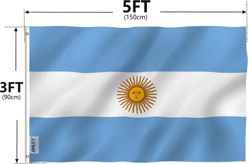 Miniatura 7 de Anley Fly Breeze - Bandera argentina de 3 x 5 pies, color vivo y a prueba de decoloración, cabecera de lona y doble costura, banderas nacionales