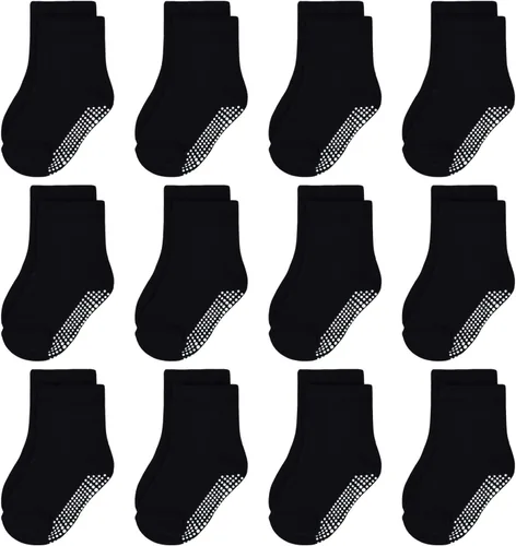 GRPSKCOS Calcetines Antideslizantes para Bebés 12 Pares Calcetines Antideslizantes para Niños Pequeños de 0-7 Años Infantes Niños Pequeños Niños