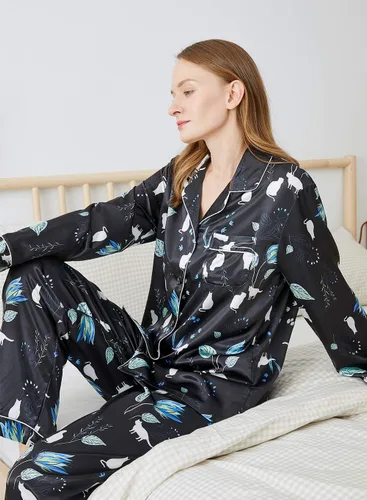 Miniatura 6 de Escalier Conjunto de 5 piezas de pijama de satén de seda para mujer, ropa de dormir