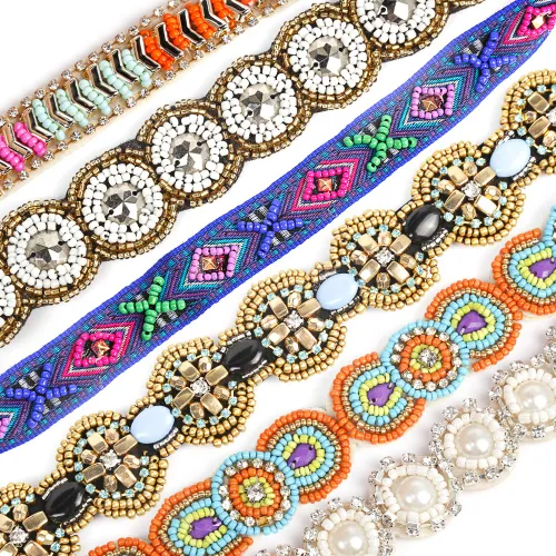 Miniatura 6 de Teenitor 6CS - Diademas elásticas para mujer, con cuentas de diamantes de imitación, diademas de joyería vintage para niñas, accesorios