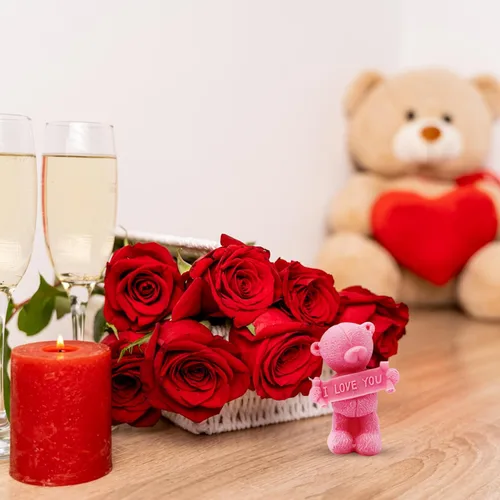 Miniatura 4 de Molde de vela de oso para hacer velas, molde de silicona 3D para el día de San Valentín para fundición de resina, bricolaje de yeso y arcilla I Love